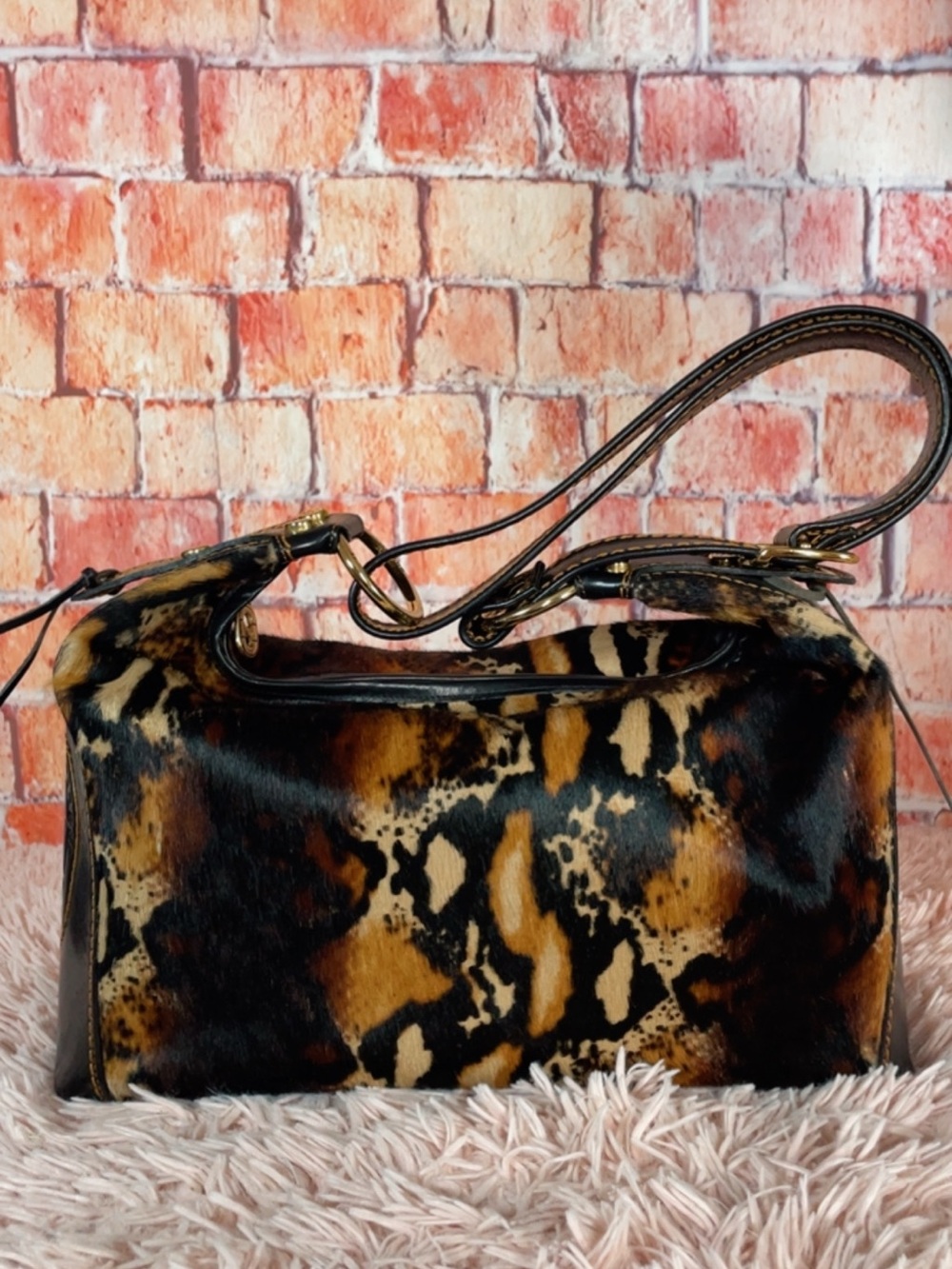 Marino Orlandi Leopard-Print Shoulder Bag in Black and Brown